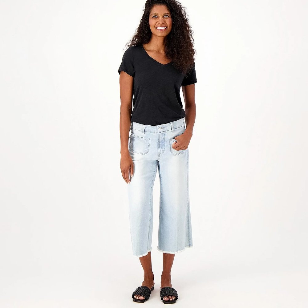 NYDJ Higher Rise Patchie Major Wide-Leg Crop Jeans - Dunes - Picture 3 of 5